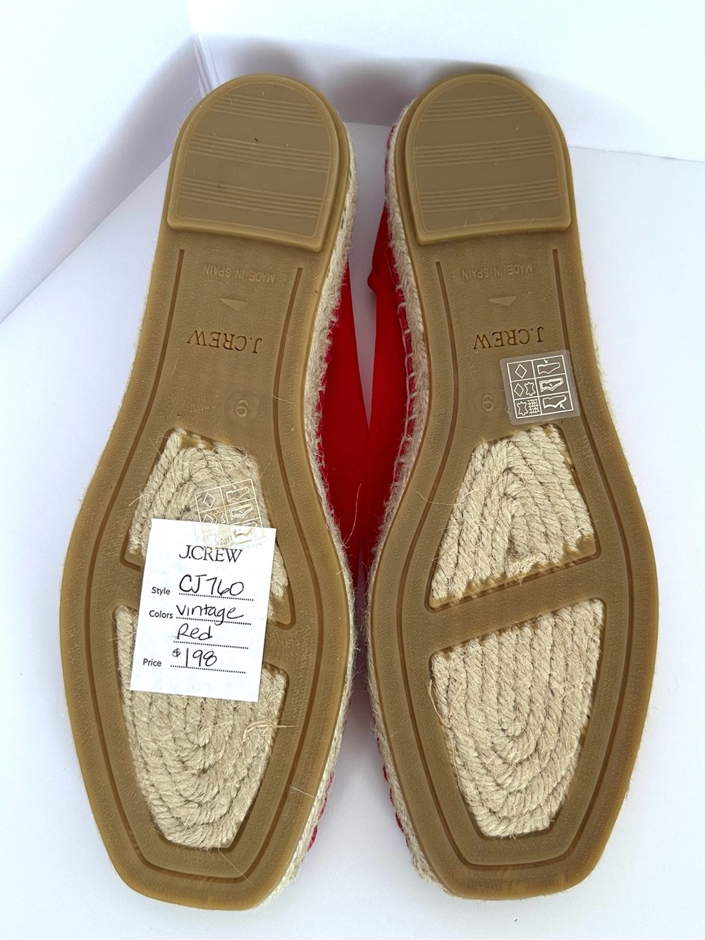 J.Crew Made in Spain Espadrille Flats in Vintage Red Mesh | 9 | NWT - Picture 3 of 12